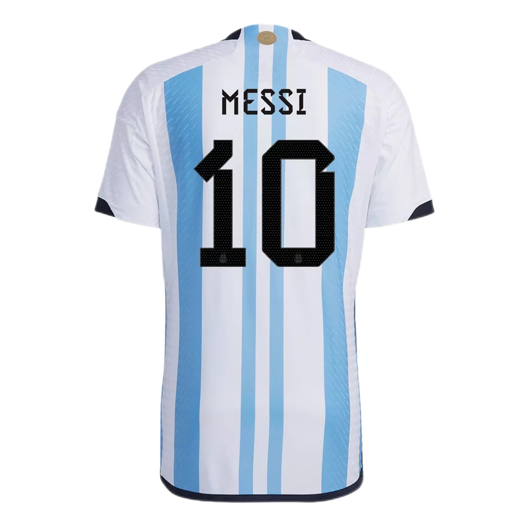 Argentina Messi #10 Home 3 Stars Jersey Player's Version 2022/23 Blue Men's - The World Jerseys