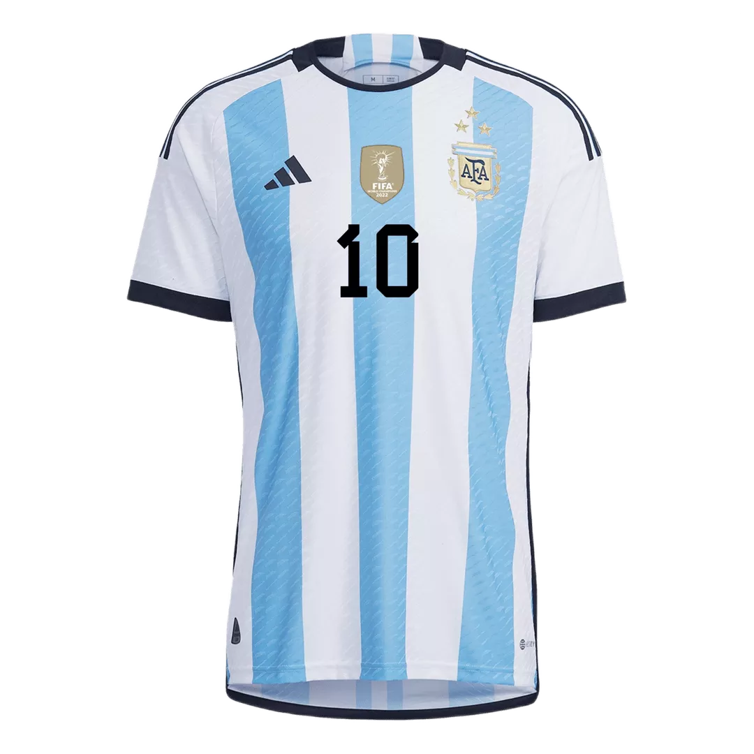 Argentina Messi #10 Home 3 Stars Jersey Player's Version 2022/23 Blue Men's - The World Jerseys