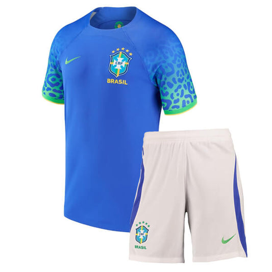Brazil Away World Cup Kit 2022/23 Blue Kids