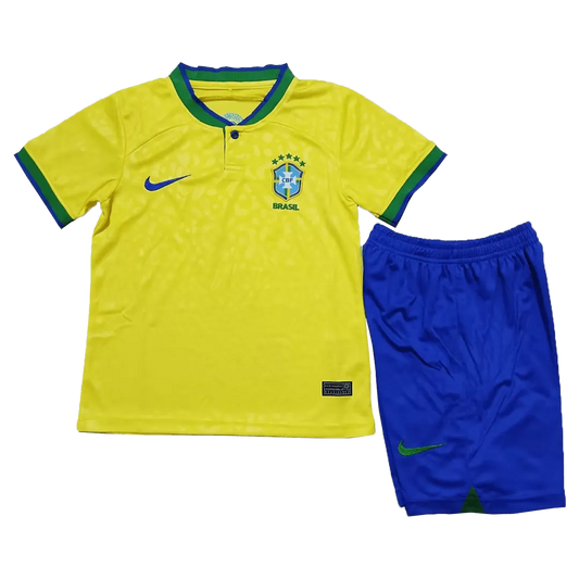 Brazil Home Kit 2022/23 Yellow Kids